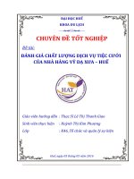 Đánh giá chất lượng dịch vụ tiệc cưới của nhà hàng vỹ dạ xưa – huế