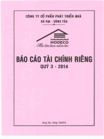 Báo cáo tài chính công ty mẹ quý 3 năm 2014 - Công ty Cổ phần Phát triển nhà Bà Rịa-Vũng Tàu
