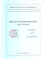 Báo cáo tài chính hợp nhất quý 4 năm 2014 - Công ty Cổ phần Vận tải và Xếp dỡ Hải An