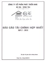 Báo cáo tài chính hợp nhất quý 2 năm 2013 - Công ty Cổ phần Phát triển nhà Bà Rịa-Vũng Tàu