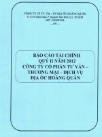 Báo cáo tài chính quý 2 năm 2012 - Công ty cổ phần Tư vấn-Thương mại-Dịch vụ Địa ốc Hoàng Quân