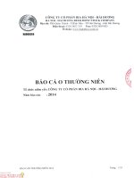 Báo cáo thường niên năm 2014 - Công ty Cổ phần Bia Hà Nội - Hải Dương