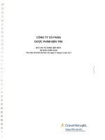 Báo cáo tài chính hợp nhất năm 2011 (đã kiểm toán) - Công ty Cổ phần Dược phẩm Bến Tre