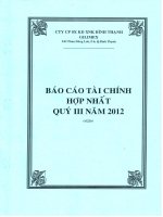 Báo cáo tài chính hợp nhất quý 3 năm 2012 - Công ty Cổ phần Sản xuất Kinh doanh Xuất nhập khẩu Bình Thạnh