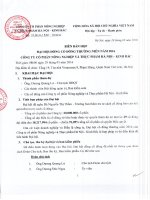 Nghị quyết Đại hội cổ đông thường niên - Công ty Cổ phần Nông nghiệp và Thực phẩm Hà Nội - Kinh Bắc