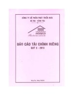 Báo cáo tài chính công ty mẹ quý 3 năm 2013 - Công ty Cổ phần Phát triển nhà Bà Rịa-Vũng Tàu
