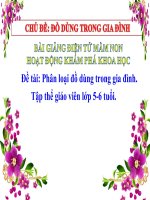 Bài giảng điện tử mầm non lớp Lá đề tài KPKH – Phân loại đồ dùng trong gia đình