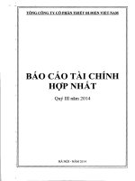 Báo cáo tài chính hợp nhất quý 3 năm 2014 - Tổng Công ty cổ phần Thiết bị điện Việt Nam
