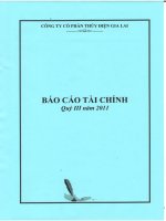 Báo cáo tài chính quý 3 năm 2011 - Công ty Cổ phần Thủy điện Gia Lai
