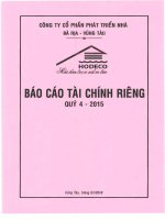Báo cáo tài chính công ty mẹ quý 4 năm 2015 - Công ty Cổ phần Phát triển nhà Bà Rịa-Vũng Tàu