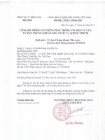 Báo cáo tài chính quý 1 năm 2015 - Công ty Cổ phần Đông Hải Bến Tre