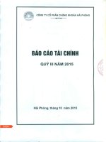 Báo cáo tài chính quý 3 năm 2015 - Công ty Cổ phần Chứng khoán Hải Phòng