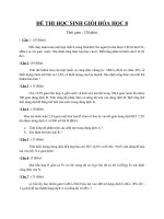 Đề thi học sinh giỏi hóa khó nhất lớp 8