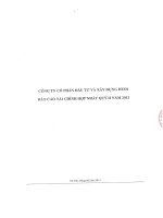 Báo cáo tài chính hợp nhất quý 2 năm 2013 - Công ty Cổ phần Đầu tư và Xây dựng HUD1