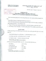 Nghị quyết Đại hội cổ đông thường niên năm 2011 - Công ty Cổ phần Đầu tư và Phát triển KSH