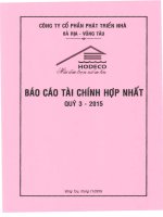 Báo cáo tài chính hợp nhất quý 3 năm 2015 - Công ty Cổ phần Phát triển nhà Bà Rịa-Vũng Tàu
