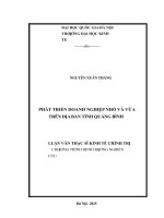 Phát triển doanh nghiệp nhỏ và vừa trên địa bàn tỉnh quảng bình 