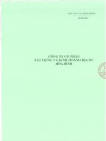 Báo cáo tài chính công ty mẹ quý 1 năm 2015 - Công ty cổ phần Xây dựng và Kinh doanh Địa ốc Hoà Bình