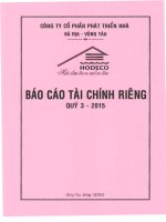 Báo cáo tài chính công ty mẹ quý 3 năm 2015 - Công ty Cổ phần Phát triển nhà Bà Rịa-Vũng Tàu