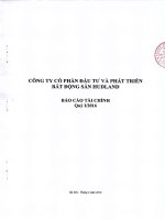 Báo cáo tài chính quý 1 năm 2016 - Công ty Cổ phần Đầu tư và Phát triển Bất động sản HUDLAND