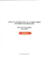 Báo cáo tài chính quý 4 năm 2015 - Công ty Cổ phần Đầu tư và Phát triển Bất động sản HUDLAND