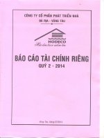 Báo cáo tài chính công ty mẹ quý 2 năm 2014 - Công ty Cổ phần Phát triển nhà Bà Rịa-Vũng Tàu