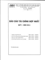 Báo cáo tài chính hợp nhất quý 1 năm 2011 - Công ty Cổ phần Khoáng sản và Xây dựng Bình Dương