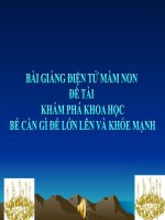 Bài giảng điện tử mầm non lớp Lá đề tài Khám phá khoa học  Bé cần gì để lớn lên và khỏe mạnh