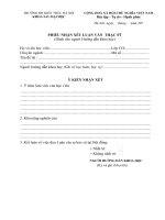 Phiếu mẫu nhận xét luận văn thạc sĩ