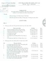 Nghị quyết đại hội cổ đông ngày 18-04-2009 - Công ty Cổ phần Tập đoàn PAN