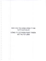 Báo cáo tài chính công ty mẹ năm 2014 (đã kiểm toán) - Công ty Cổ phần Phát triển Đô thị Từ Liêm