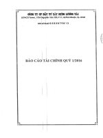 Báo cáo tài chính quý 1 năm 2016 - Công ty Cổ phần Đầu tư Xây dựng Lương Tài