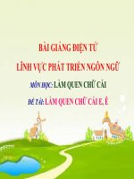 Bài giảng điện tử mầm non lớp Lá đề tài Làm quen chữ cái E, Ê