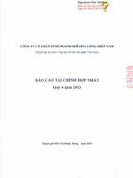 Báo cáo tài chính hợp nhất quý 4 năm 2013 - Công ty Cổ phần Kinh doanh Khí hóa lỏng Miền Nam