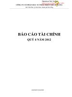 Báo cáo tài chính quý 4 năm 2012 - Công ty Cổ phần Đầu tư Phát triển Nhà Đà Nẵng