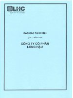 Báo cáo tài chính quý 1 năm 2016 - Công ty Cổ phần Long Hậu