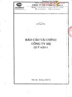 Báo cáo tài chính công ty mẹ quý 4 năm 2014 - Công ty Cổ phần Lilama 3