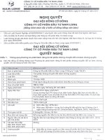 Nghị quyết Đại hội cổ đông bất thường ngày 11-07-2011 - Công ty cổ phần Đầu tư Nam Long