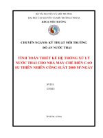 Tính toán thiết kế hệ thống xử lý nước thải cho nhà máy chế biến cao su thiên nhiên công suất 2000m3 ngày