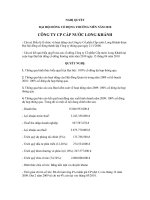 Nghị quyết Đại hội cổ đông thường niên năm 2010 - CTCP Cấp nước Long Khánh