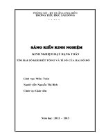 skkn KINH NGHIỆM dạy DẠNG TOÁN tìm HAI số KHI BIẾT TỔNG và tỉ số của HAI số đó