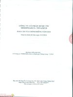 Báo cáo tài chính công ty mẹ năm 2014 (đã kiểm toán) - Công ty Cổ phần Dược trung ương Medipharco - Tenamyd