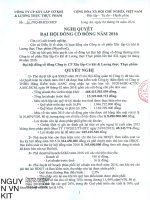 Nghị quyết Đại hội cổ đông thường niên - CTCP Xây lắp Cơ khí và Lương thực Thực phẩm