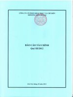 Báo cáo tài chính quý 3 năm 2012 - Công ty Cổ phần Khai thác và Chế biến Khoáng sản Lào Cai