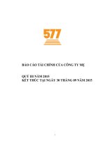 Báo cáo tài chính công ty mẹ quý 3 năm 2015 - Công ty Cổ phần Đầu tư Năm Bảy Bảy