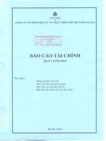 Báo cáo tài chính công ty mẹ quý 1 năm 2012 - Công ty cổ phần Đầu tư và Phát triển Đô thị Long Giang