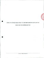 Báo cáo tài chính quý 3 năm 2011 - Công ty Cổ phần Khai thác và Chế biến Khoáng sản Lào Cai