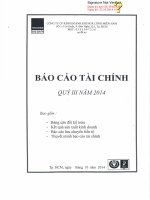 Báo cáo tài chính công ty mẹ quý 3 năm 2014 - Công ty Cổ phần Kinh doanh Khí hóa lỏng Miền Nam