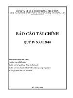 Báo cáo tài chính công ty mẹ quý 4 năm 2010 - Công ty Cổ phần Sản xuất và Thương mại Phúc Tiến