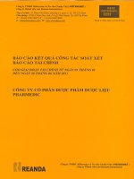 Báo cáo tài chính quý 2 năm 2011 (đã soát xét) - Công ty Cổ phần Dược phẩm Dược liệu Pharmedic